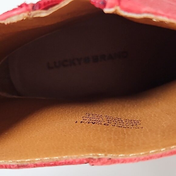 Lucky Brand Womens LK-Oxina Platform Boots 9.5 M Red Dahlia Hario Leather NWT - Picture 13 of 16